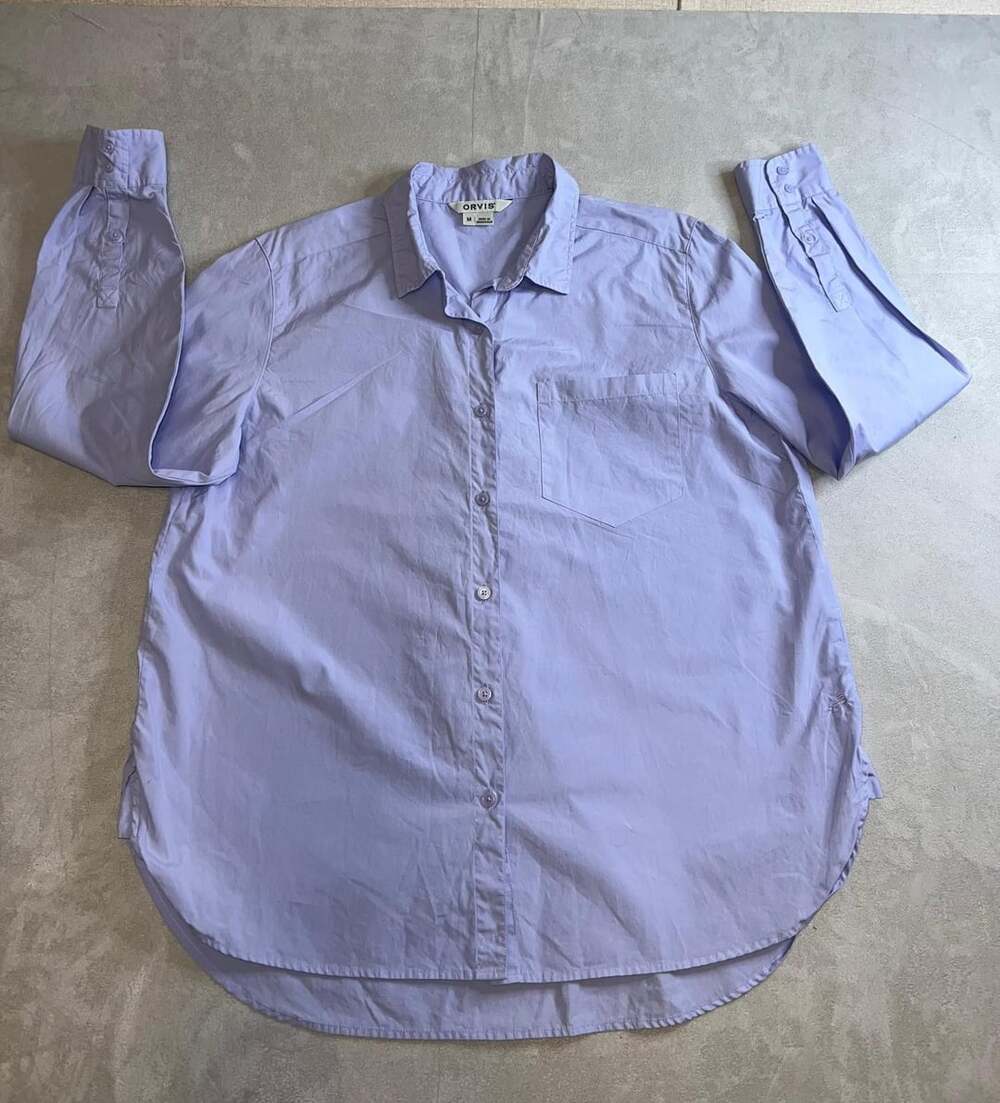 Orvis Long-Sleeve Shirt Size M Purple Poplin Button-Down
